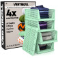 VertiRoll Cassetti Impilabili Scorrevoli Salvaspazio Portaoggetti Armadio Cucina Bagno Colore Verde - Organizer da 4 Cassetti