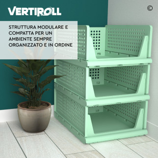 VertiRoll 4 Cassetti Impilabili Scorrevoli Salvaspazio Verde