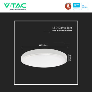Plafoniera LED 18W SMD Samsung IP44 con Sensore V-Tac Pro Plafoniera LED 18W SMD Samsung IP44 con Sensore V-Tac Pro