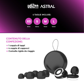 UdiZen Astral Tappi per Orecchie Antirumore Insonorizzanti -40dB