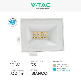 Faro LED 10W SMD IP65 Colore Bianco V-Tac VT-44012 Faro LED 10W SMD IP65 Colore Bianco V-Tac VT-44012
