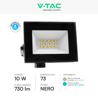 Faro LED 10W SMD IP65 Colore Nero V-Tac VT-44012 Faro LED 10W SMD IP65 Colore Nero V-Tac VT-44012