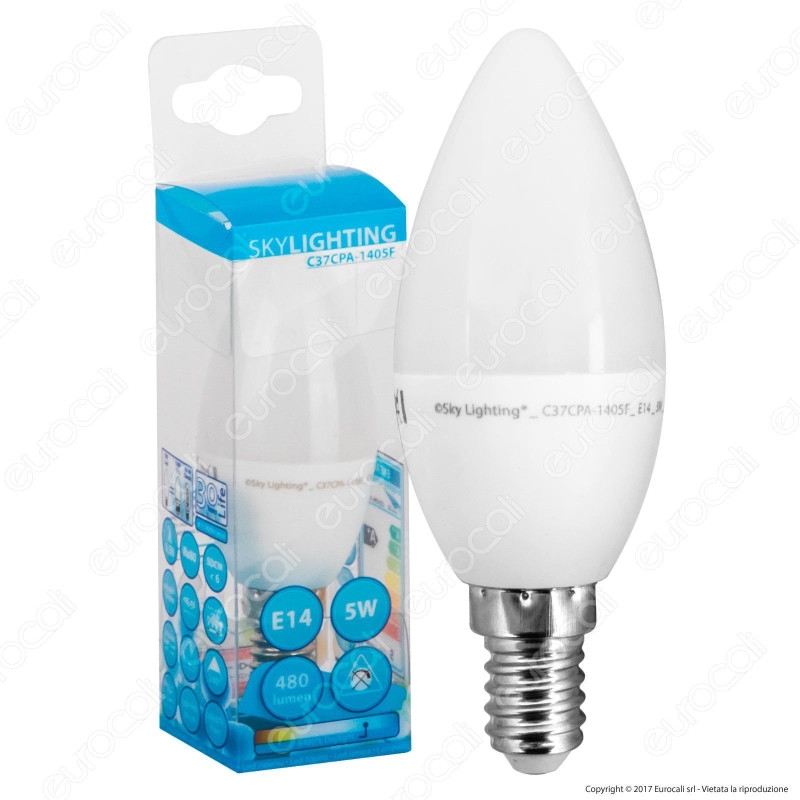SkyLighting Lampadina LED E14 5W Candela - mod. C37CPA-1405C / SkyLighting Lampadina LED E14 5W Candela - mod. C37CPA-1405C /