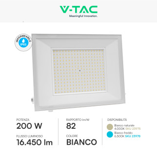 Faro LED 200W SMD IP65 Colore Bianco V-Tac VT-44208 Faro LED 200W SMD IP65 Colore Bianco V-Tac VT-44208