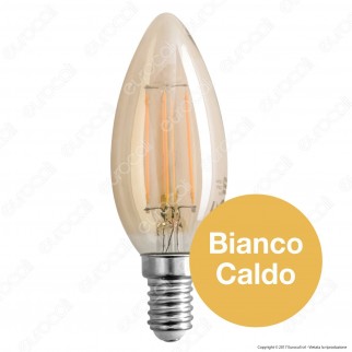 SkyLighting Lampadina LED E14 4W Candela Filamento Ambrata - mod.