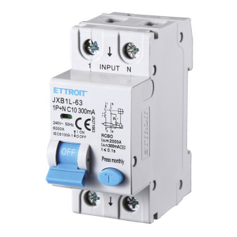 ETTROIT Magnetotermico Differenziale 1P+N 10A 300mA 220V-6KA - Mod. JX271063