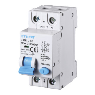 ETTROIT Magnetotermico Differenziale 1P+N 10A 300mA 220V-6KA - Mod. JX271063
