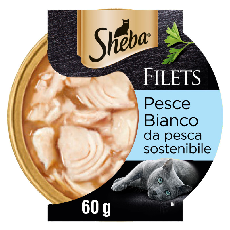 Sheba Filets Pesce Bianco da Pesca Sostenibile per Gatti 60g