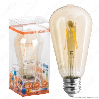 Skylighting Lampadina LED E27 4W Bulb ST64 Filamento Ambrata