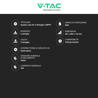 Quadro Lato DC 3 Stringhe 3 MPPT 1000V 16A Sezionatore SKU 11952