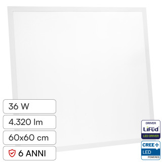 Pannello LED Quadrato 36W SMD CREE con Driver LiFud V-Tac Pro