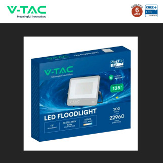 Faro LED 200W SMD Chip CREE IP65 Colore Nero VT-44201