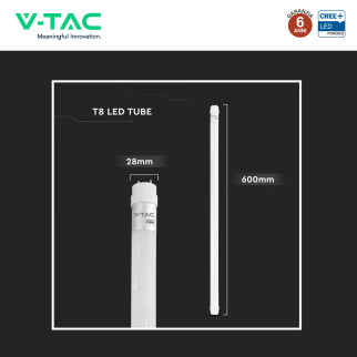 Tubo LED T8 G13 9W SMD CREE Nano-Plastic 60cm con Starter V-Tac Tubo LED T8 G13 9W SMD CREE Nano-Plastic 60cm con Starter V-Tac