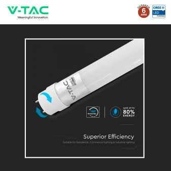 Tubo LED T8 G13 9W SMD CREE Nano-Plastic 60cm con Starter V-Tac