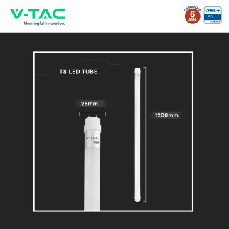 Tubo LED T8 G13 18W SMD CREE Nano-Plastic 120cm con Starter V-Tac Tubo LED T8 G13 18W SMD CREE Nano-Plastic 120cm con Starter V-Tac