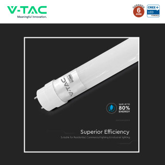 Tubo LED T8 G13 18W SMD CREE Nano-Plastic 120cm con Starter V-Tac Tubo LED T8 G13 18W SMD CREE Nano-Plastic 120cm con Starter V-Tac