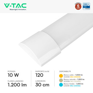 Tubo LED Prismatico 10W 30cm SMD Chip CREE V-Tac Tubo LED Prismatico 10W 30cm SMD Chip CREE V-Tac