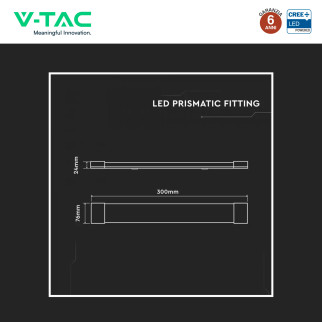 Tubo LED Prismatico 10W 30cm SMD Chip CREE V-Tac Tubo LED Prismatico 10W 30cm SMD Chip CREE V-Tac