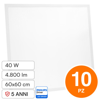 10 Pannelli LED Quadrati 40W SMD con Driver Philips V-Tac