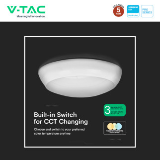 Plafoniera LED 20W SMD Samsung IP65 IK08 3in1 CCT V-Tac Pro