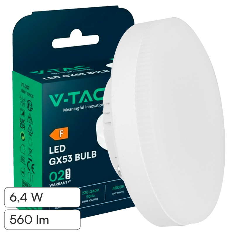 Lampadina LED GX53 6,4W Disc SMD V-Tac VT-207-N