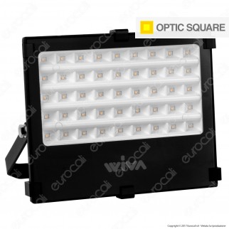 Wiva Optic Square Faretto LED SMD 50W Ultra Sottile Colore Nero -