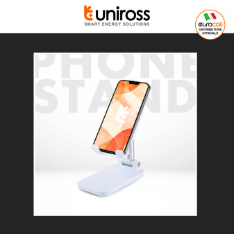 Uniross Supporto Smartphone Portatile Pieghevole Antiscivolo Bianco