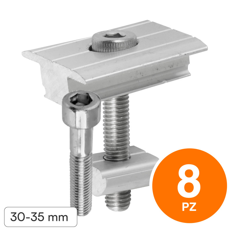 8 Morsetti Centrali per Pannelli Fotovoltaici 30mm e 35mm V-Tac