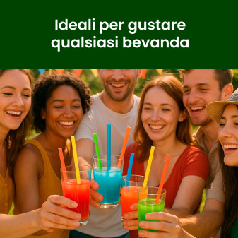 50 Cannucce Colorate in PLA 15cmx8mm Biodegradabili Lisce