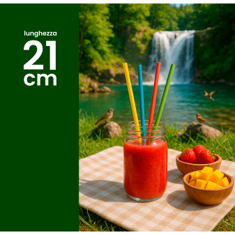 50 Cannucce Colorate in PLA 21cmx6,8mm Biodegradabili Lisce