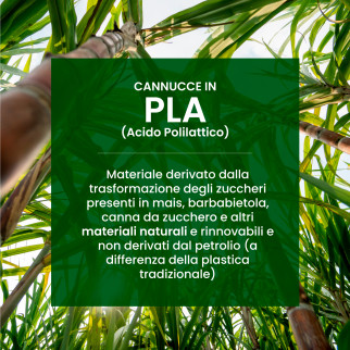 50 Cannucce Colorate in PLA 21cmx6,8mm Biodegradabili Lisce