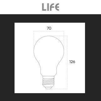 Life Lampadina LED E27 12W Goccia A70 Filament in Vetro Trasparente
