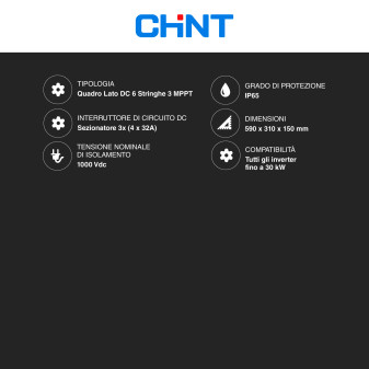 Chint Quadro Elettrico Lato DC 1000V IP65 a 6 stringhe