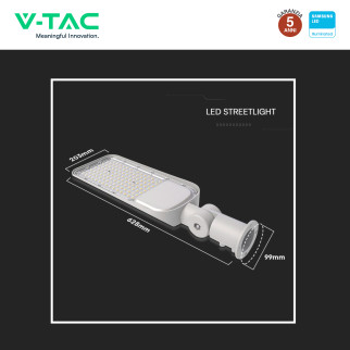 V-Tac VT-169ST-S Lampada Stradale LED Samsung SMD IP65 Grigio