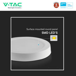 V-Tac Pro VT-60012 Mini Pannello LED Rotondo 12W SMD Chip Samsung