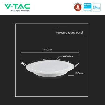 V-Tac Pro VT-61018 Mini Pannello LED Rotondo 18W SMD Chip Samsung