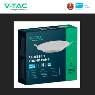 V-Tac Pro VT-61018 Mini Pannello LED Rotondo 18W SMD Chip Samsung