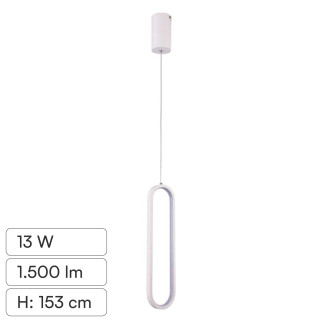 V-Tac VT-7829 Lampadario LED a Sospensione 13W SMD Colore Bianco