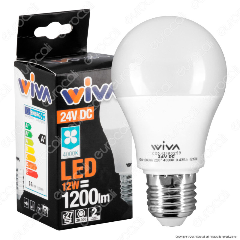 Wiva Lampadina LED E27 12W Bulb A60 24V DC - mod. 12100299 [TERMINATO]