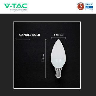 V-Tac Lampadina LED E14 3,7W Candela C37 SMD Opaca