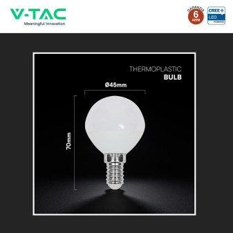 V-Tac VT-1819 Lampadina LED E14 3,7W MiniGlobo P45 SMD Chip CREE