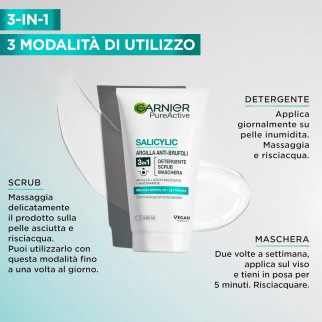PureActive Salicylic Argilla Anti-Brufoli Trattamento 3in1 Garnier