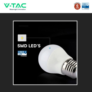 V-Tac VT-270 Lampadina LED E14 6,5W MiniGlobo G45 SMD Chip CREE