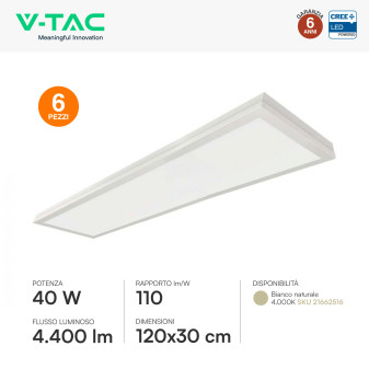V-Tac Pro VT-6147 6 Pannelli LED CREE Rettangolari 120x30 40W