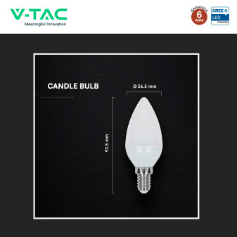 V-Tac Lampadina LED E14 4,5W Candela C37 SMD Opaca