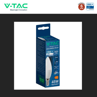V-Tac Lampadina LED E14 6,5W Candela C37 SMD Opaca