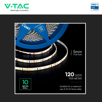 V-TAC Striscia LED Flessibile 8 W/m Monocolore DMS Chip CREE 24V 10m