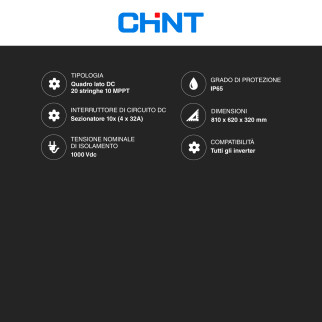 Chint Quadro Elettrico Lato DC Fino a 100kW 1000V 20 stringhe 10 MPPT