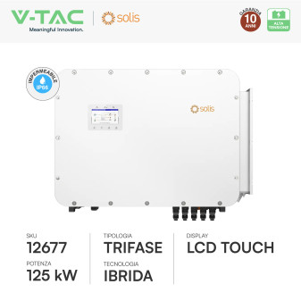 V-Tac Solis Inverter Trifase Ibrido On-Grid / Off-Grid 125kW IP66
