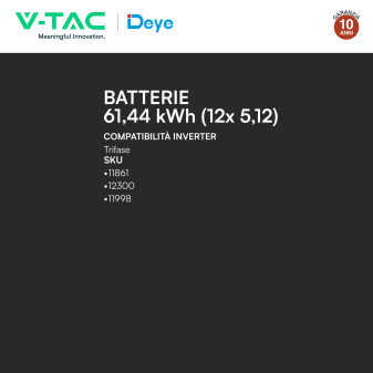 V-Tac Armadio Rack a Pavimento 12 Accumulatori LifePO4 61,44 kWh